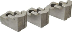 Atlas Workholding - 10" Max Chuck Diam Compatibility, Hard Steel 1.5mm x 60° Serrated Hard Lathe Top Jaws - 1.57" Wide x 2.95" Long x 1.96" High - Caliber Tooling