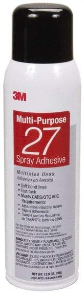 3M - 20 oz Aerosol Clear Spray Adhesive - High Tack, 140°F Heat Resistance, 78 Sq Ft Coverage, Low Strength Bond, 10 min Max Bonding Time, Flammable, Series 27 - Caliber Tooling