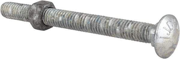 Value Collection - 3/8-16 UNC 4" Length Under Head, Standard Square Neck, Carriage Bolt - Grade 5 Steel, Galvanized Zinc-Plated Finish - Caliber Tooling