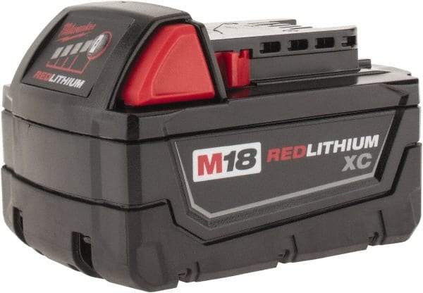 Milwaukee Tool - 18 Volt Lithium-Ion Power Tool Battery - 3 Ahr Capacity, 1 hr Charge Time, Series M18 XC RED - Caliber Tooling