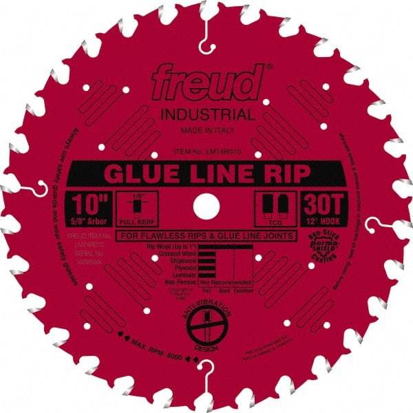 Freud - 10" Diam, 5/8" Arbor Hole Diam, 30 Tooth Wet & Dry Cut Saw Blade - Carbide-Tipped, Standard Round Arbor - Caliber Tooling