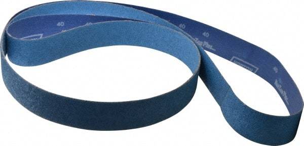 Norton - 2" Wide x 132" OAL, 40 Grit, Zirconia Alumina Abrasive Belt - Zirconia Alumina, Coarse, Coated, Y Weighted Cloth Backing, Series R824 - Caliber Tooling