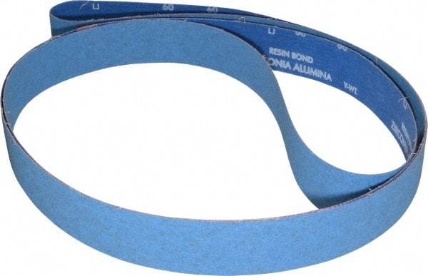 Norton - 2" Wide x 132" OAL, 60 Grit, Zirconia Alumina Abrasive Belt - Zirconia Alumina, Medium, Coated, Y Weighted Cloth Backing, Series R884P - Caliber Tooling