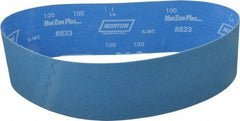 Norton - 4" Wide x 36" OAL, 100 Grit, Zirconia Alumina Abrasive Belt - Zirconia Alumina, Fine, Coated, X Weighted Cloth Backing - Caliber Tooling