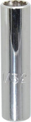 Proto - 11/32", 1/4" Drive, Deep Hand Socket - 12 Points, 2" OAL, Chrome Finish - Caliber Tooling