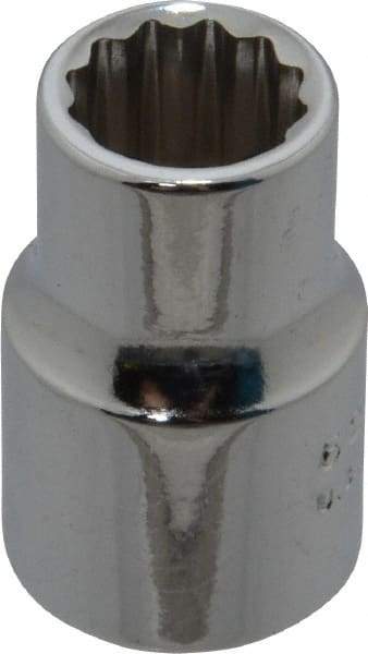 Proto - 3/8", 3/8" Drive, Standard Hand Socket - 12 Points, 1-3/32" OAL, Chrome Finish - Caliber Tooling