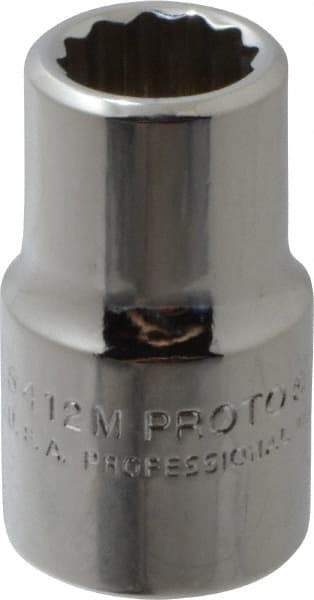 Proto - 1/2" Drive, Standard Hand Socket - 12 Points, 1-1/2" OAL, Chrome Vanadium, Chrome Finish - Caliber Tooling