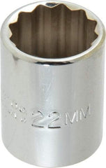 Proto - 1/2" Drive, Standard Hand Socket - 12 Points, 1-17/32" OAL, Chrome Finish - Caliber Tooling