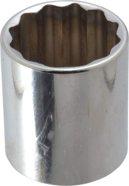 Proto - 1/2" Drive, Standard Hand Socket - 12 Points, 1-25/32" OAL, Chrome Finish - Caliber Tooling