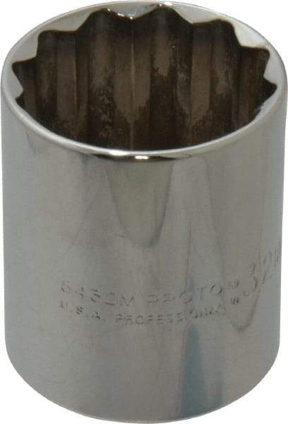 Proto - 1/2" Drive, Standard Hand Socket - 12 Points, 1-25/32" OAL, Chrome Finish - Caliber Tooling