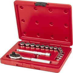 Proto - 16 Piece 3/8" Drive Socket Set - 12 Points, 6mm to 19mm Range, Metric Measurement Standard - Caliber Tooling