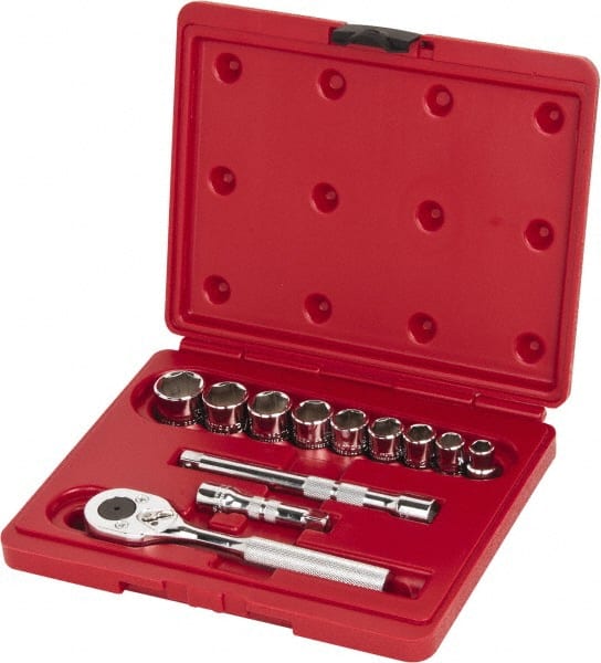 Proto - Socket Sets; Measurement Type: SAE ; Drive Size: 0.375 ; Minimum Size (Inch): 3/8 ; Maximum Size (Inch): 7/8 ; Tool Type: Socket Set ; Number of Pieces: 12 - Exact Industrial Supply