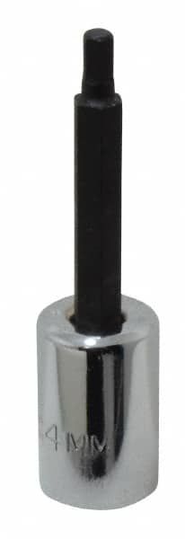 Proto - 3/8" Drive, 4mm Hex Bit Socket - 2-5/8" OAL, 1-5/8" Bit Length - Caliber Tooling