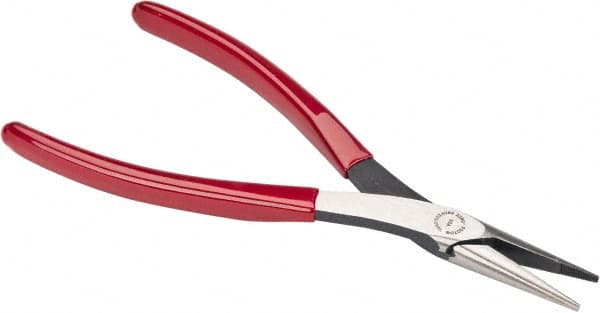 Proto - 7-25/32" OAL, 1-9/16" Jaw Length x 17/32" Jaw Width, Long Nose Needle Nose Pliers - Serrated Jaw, Plastisol Handles - Caliber Tooling