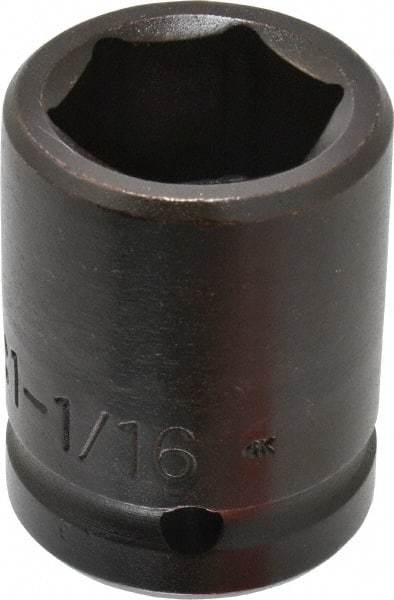 Proto - 3/4" Drive 1-1/16" Standard Impact Socket - 6 Points, 2-1/16" OAL - Caliber Tooling