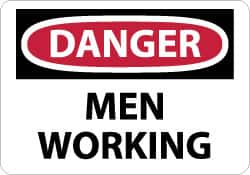 NMC - "Danger - Men Working", 10" Long x 14" Wide, Aluminum Safety Sign - Rectangle, 0.04" Thick, Use for Accident Prevention - Caliber Tooling