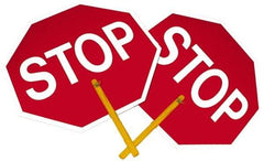 NMC - "Stop", 18" Wide x 18" High, Plastic Stop & Yield Signs - Black on Orange, White on Red, Octagon, Handheld Mount - Caliber Tooling