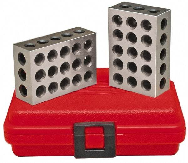 SPI - 0.0003 Squareness Per Inch, Hardened Steel, 2-3-4 Block with 23 Hole Setup Block - 3/8 - 16 Inch Tapped Hole Size, 55-60 Rc Hardness, Sold As Matched Pair - Caliber Tooling