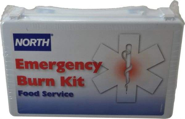 North - 8 Piece, 1 Person, Burn Aid First Aid Kit - 5-1/8" Wide x 2-3/4" Deep x 8" High, Plastic Case - Caliber Tooling