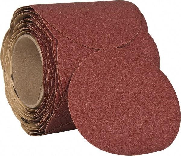 3M - 5" Diam, 80 Grit Ceramic Adhesive PSA Disc - Medium Grade, Red, E Weighted Backing, Flexible, Use with Random Orbital Sanders - Caliber Tooling