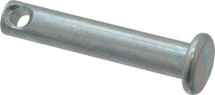 Made in USA - 3/16" Pin Diam, 1" OAL, Standard Clevis Pin - 3/32" Hole, 29/32" Usable Length, Zinc-Plated Steel - Caliber Tooling