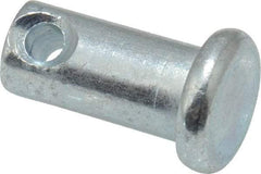 Made in USA - 1/4" Pin Diam, 1/2" OAL, Standard Clevis Pin - 3/32" Hole, 13/32" Usable Length, Zinc-Plated Steel - Caliber Tooling