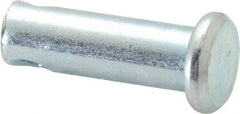 Made in USA - 1/4" Pin Diam, 3/4" OAL, Standard Clevis Pin - 3/32" Hole, 21/32" Usable Length, Zinc-Plated Steel - Caliber Tooling