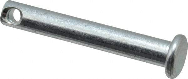 Made in USA - 1/4" Pin Diam, 51/64" OAL, Standard Clevis Pin - 3/32" Hole, 45/64" Usable Length, Zinc-Plated Steel - Caliber Tooling