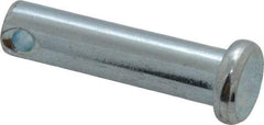 Made in USA - 1/4" Pin Diam, 1" OAL, Standard Clevis Pin - 3/32" Hole, 29/32" Usable Length, Zinc-Plated Steel - Caliber Tooling