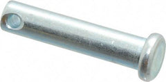 Made in USA - 1/4" Pin Diam, 1-1/8" OAL, Standard Clevis Pin - 3/32" Hole, 1-1/32" Usable Length, Zinc-Plated Steel - Caliber Tooling