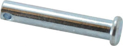 Made in USA - 1/4" Pin Diam, 1-3/8" OAL, Standard Clevis Pin - 3/32" Hole, 1-9/32" Usable Length, Zinc-Plated Steel - Caliber Tooling