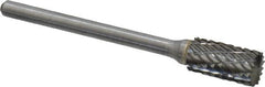 Atrax - 1/4" Cut Diam, 1/8" Shank Diam, Cylinder with End Cut Head Double Cut Burr - Carbide, End Cut End, 1/2" LOC, 1-3/4" OAL - Caliber Tooling