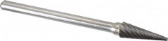 Atrax - 3/16" Cut Diam, 1/8" Shank Diam, Cone Head Double Cut Burr - Carbide, Point End, 1/2" LOC, 1-1/2" OAL - Caliber Tooling