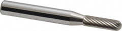 Atrax - 3/16" Cut Diam, 1/4" Shank Diam, Cylinder with Radius Head Single Cut Burr - Carbide, Radius End, 5/8" LOC, 2" OAL - Caliber Tooling