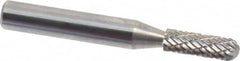 Atrax - 3/16" Cut Diam, 1/4" Shank Diam, Cylinder with Radius Head Double Cut Burr - Carbide, Radius End, 1/2" LOC, 2" OAL - Caliber Tooling