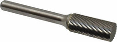 Atrax - 7/16" Cut Diam, 1/4" Shank Diam, Cylinder Head Single Cut Burr - Carbide, Flat End, 1" LOC, 2-3/4" OAL - Caliber Tooling