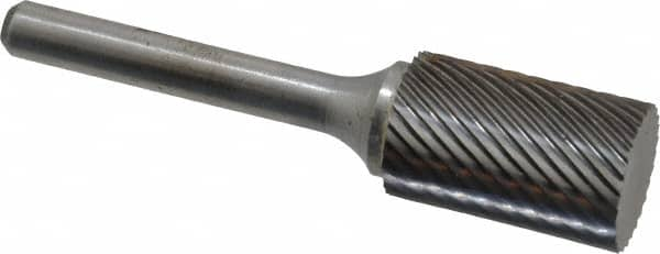 Atrax - 5/8" Cut Diam, 1/4" Shank Diam, Cylinder Head Single Cut Burr - Carbide, Flat End, 1" LOC, 2-3/4" OAL - Caliber Tooling