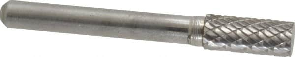 Atrax - 5/16" Cut Diam, 1/4" Shank Diam, Cylinder Head Double Cut Burr - Carbide, Flat End, 3/4" LOC, 2-1/2" OAL - Caliber Tooling