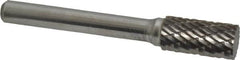 Atrax - 3/8" Cut Diam, 1/4" Shank Diam, Cylinder Head Double Cut Burr - Carbide, Flat End, 3/4" LOC, 2-1/2" OAL - Caliber Tooling