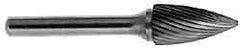 M.A. Ford - 5/8" Cut Diam, 1/4" Shank Diam, Tree Head Single Cut Burr - Carbide, Point End, 1" LOC, 3" OAL - Caliber Tooling