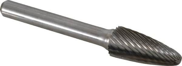 Atrax - 7/16" Cut Diam, 1/4" Shank Diam, Tree with Radius Head Single Cut Burr - Carbide, Radius End, 1" LOC, 2-3/4" OAL - Caliber Tooling