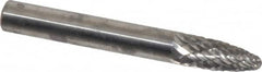 Atrax - 1/4" Cut Diam, 1/4" Shank Diam, Tree with Radius Head Double Cut Burr - Carbide, Radius End, 5/8" LOC, 2" OAL - Caliber Tooling