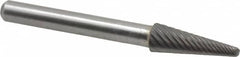 Atrax - 5/16" Cut Diam, 1/4" Shank Diam, Taper Head Single Cut Burr - Radius End, 7/8" LOC, 2-3/4" OAL - Caliber Tooling