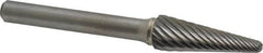 Atrax - 3/8" Cut Diam, 1/4" Shank Diam, Taper Head Single Cut Burr - Radius End, 1-1/16" LOC, 2-15/16" OAL - Caliber Tooling