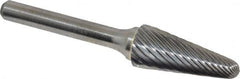 Atrax - 1/2" Cut Diam, 1/4" Shank Diam, Taper Head Single Cut Burr - Radius End, 1-1/8" LOC, 3" OAL - Caliber Tooling