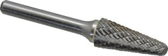 Atrax - 1/2" Cut Diam, 1/4" Shank Diam, Taper Head Double Cut Burr - Radius End, 1-1/8" LOC, 3" OAL - Caliber Tooling