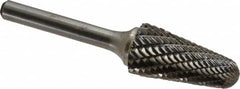 Atrax - 5/8" Cut Diam, 1/4" Shank Diam, Taper Head Double Cut Burr - Radius End, 1-5/16" LOC, 3-3/16" OAL - Caliber Tooling