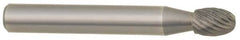 M.A. Ford - 5/8" Cut Diam, 1/4" Shank Diam, Oval Head Single Cut Burr - Carbide, Radius End, 1" LOC, 3" OAL - Caliber Tooling