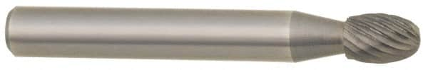 SGS Pro - 5/8" Cut Diam, 1/4" Shank Diam, Oval Head Single Cut Burr - Carbide, Radius End, 1" LOC - Caliber Tooling