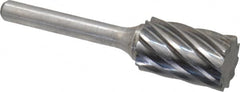 Atrax - 5/8" Cut Diam, 1/4" Shank Diam, Cylinder Head Fluted Cut Burr - Flat End, 1" LOC, 2-3/4" OAL - Caliber Tooling